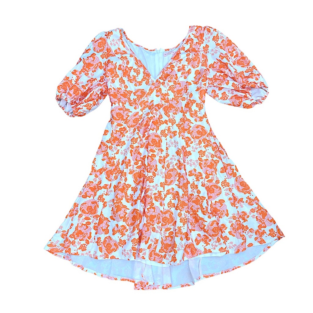 Who I Am Floral Mini Dress White Orange Size 10